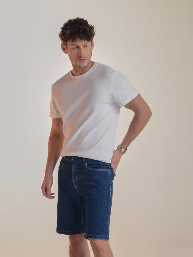 Bermuda jeans regular, referência 32055B, AZUL ESCURO, vista 1