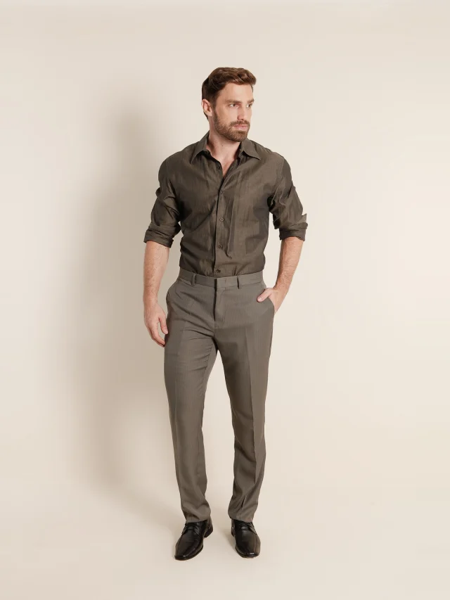 Calça social slim, referência 1207, CAQUI, vista 1