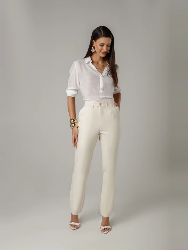 Calça social slim, referência 11769, AREIA, vista 1