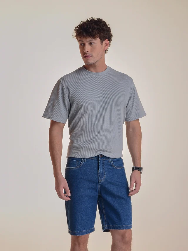 Bermuda jeans regular, referência 40050B, AZUL JEANS, vista 1