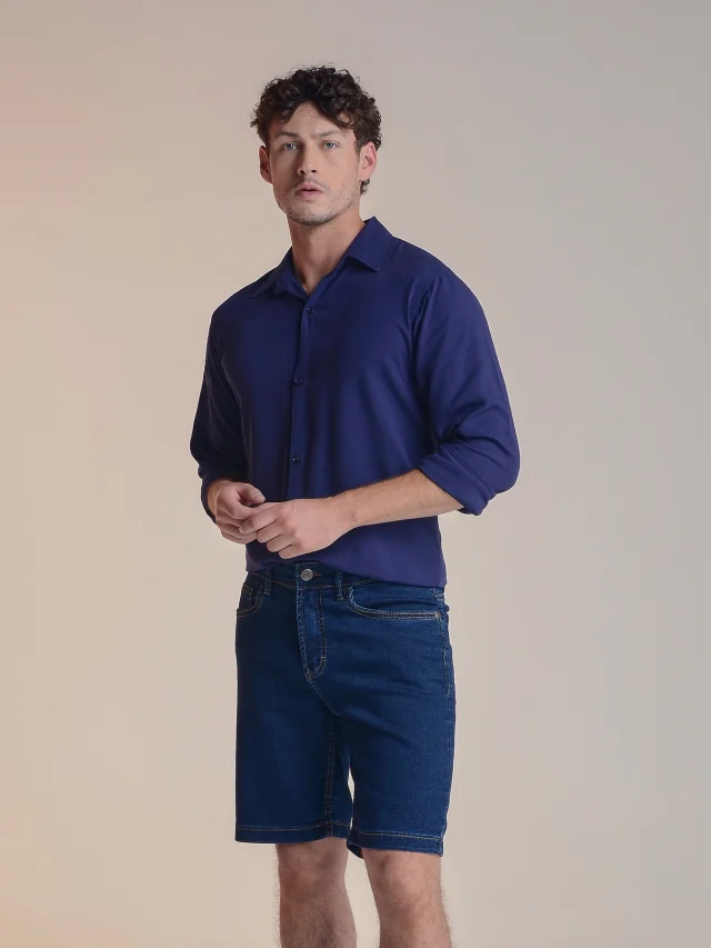 Bermuda jeans slim, referência 40051B, AZUL JEANS, vista 1