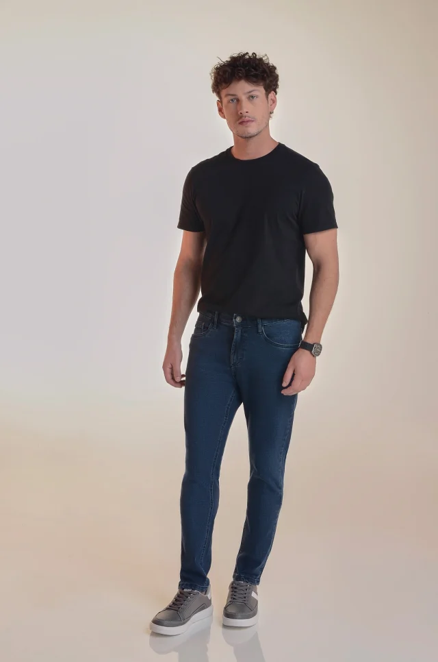 Calça jeans slim, referência 31002, AZUL ESCURO, vista 1