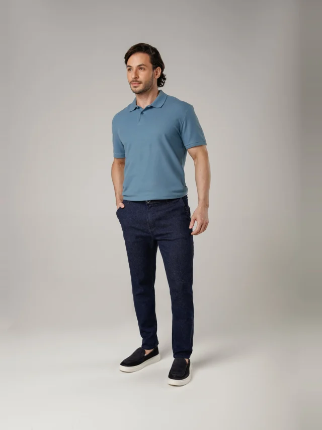 Calça casual slim, referência 30130, AZUL JEANS, vista 1