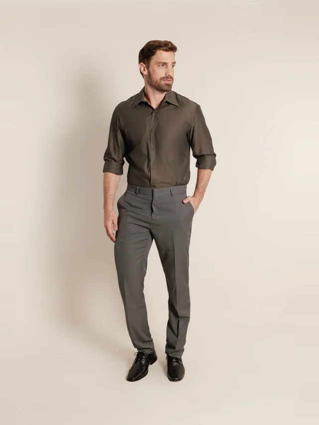 Calça social slim, referência 1231, CHUMBO, vista 1
