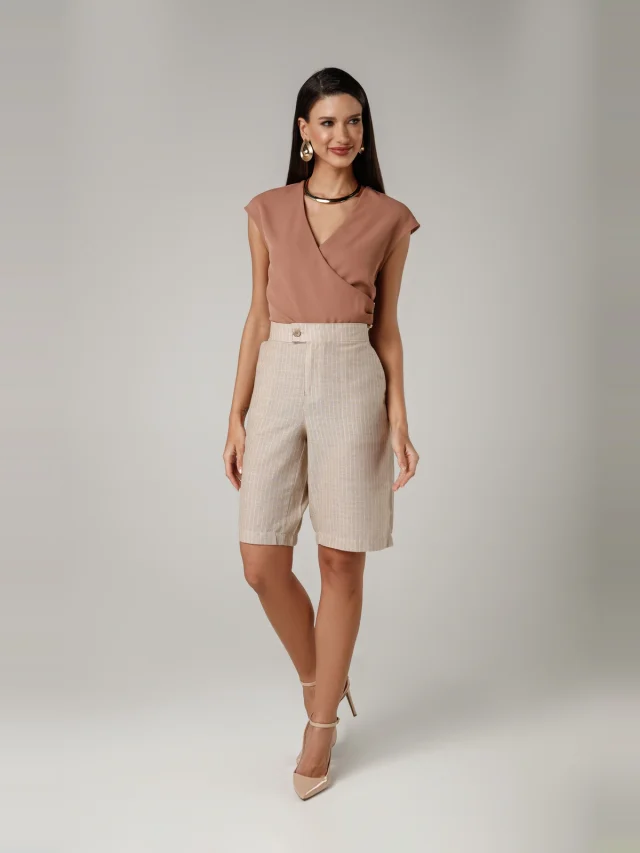 Bermuda casual reta, referência 12847, CAQUI, vista 1