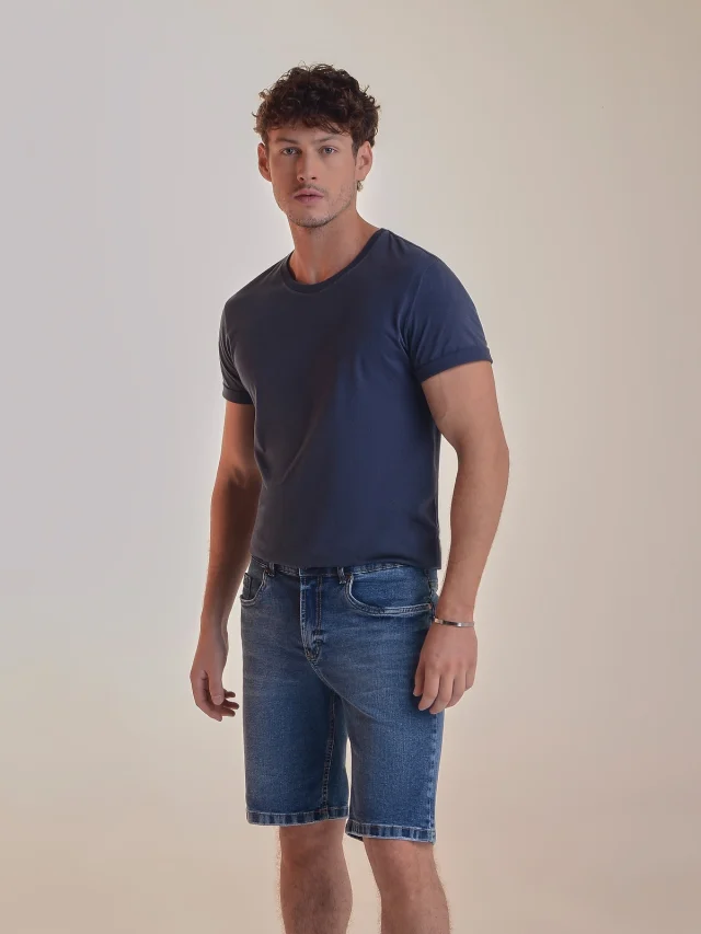 Bermuda jeans slim, referência 32054B, AZUL ESCURO, vista 1