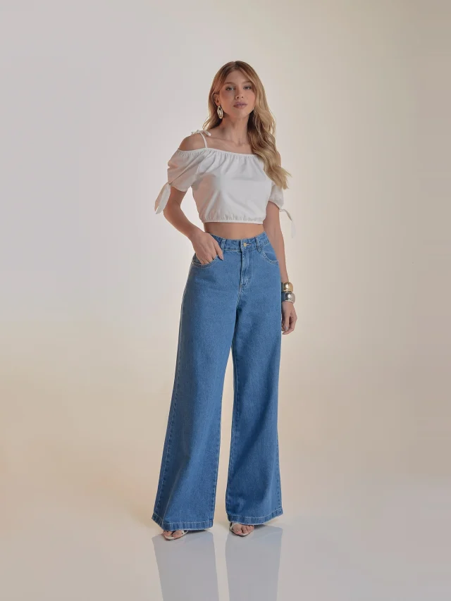 Calça jeans wide, referência 14105, AZUL CLARO, vista 1