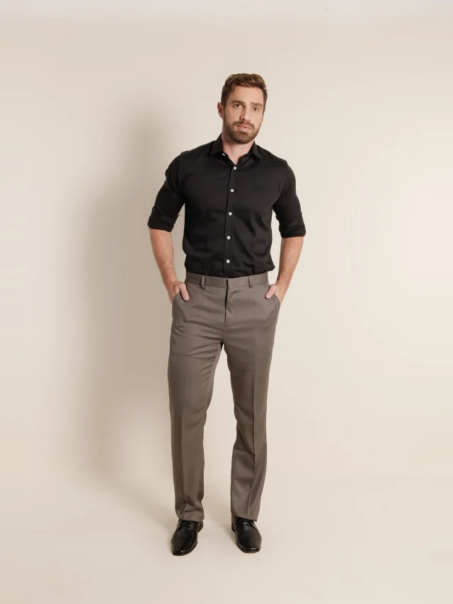 Calça social tradicional, referência 1213, CAQUI, vista 1