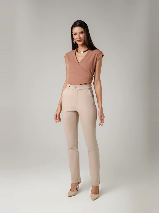 Calça social slim, referência 11770, BEGE, vista 1