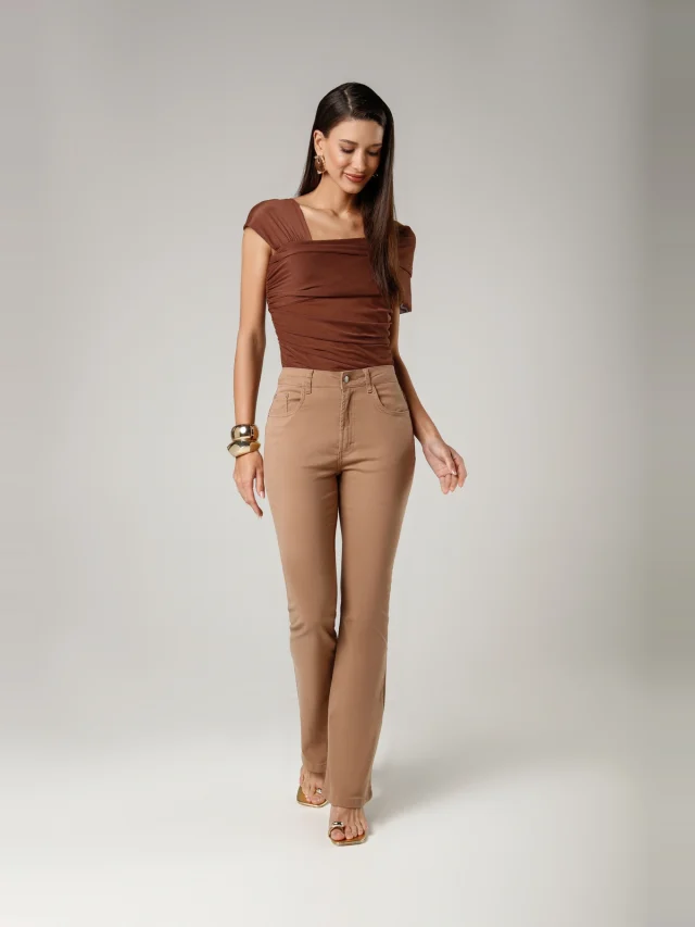 Calça casual bootcut, referência 11784, CARAMELO, vista 1