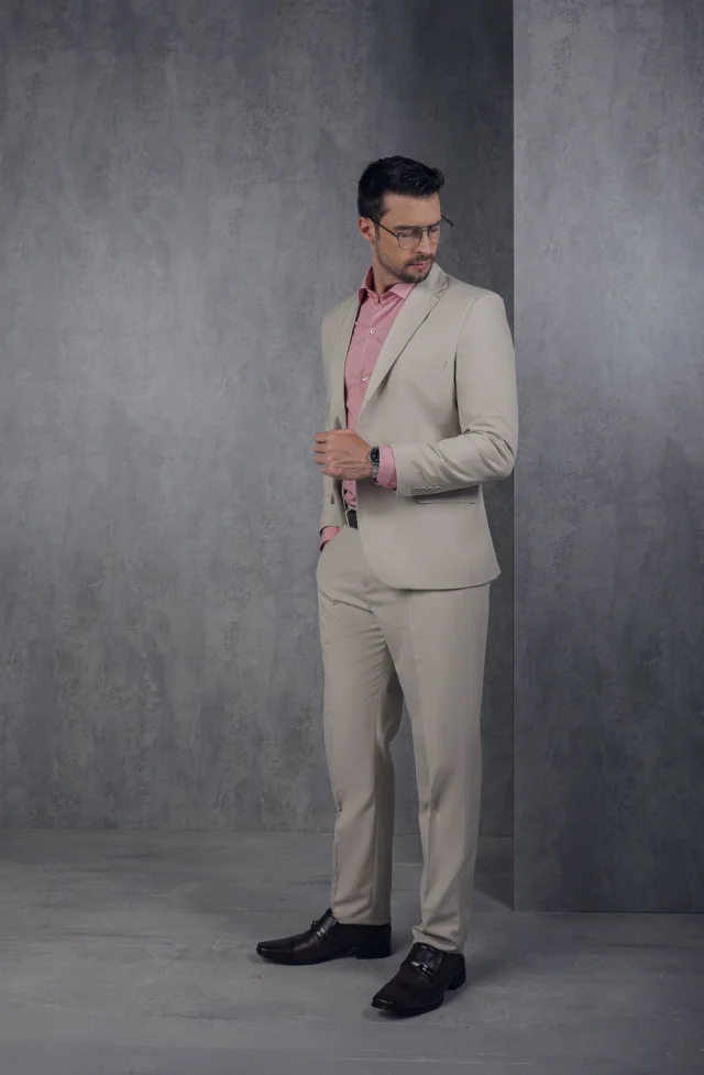 Costume slim, referência 62019, BEGE, vista 1