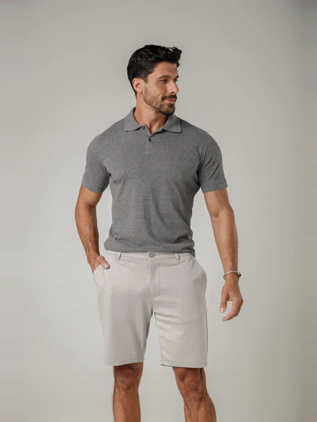 Bermuda casual de malha comfort, referência 72129, CINZA, vista 1