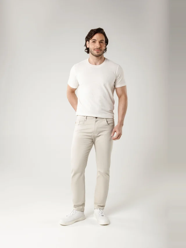 Calça casual slim, referência 30127, AREIA, vista 1
