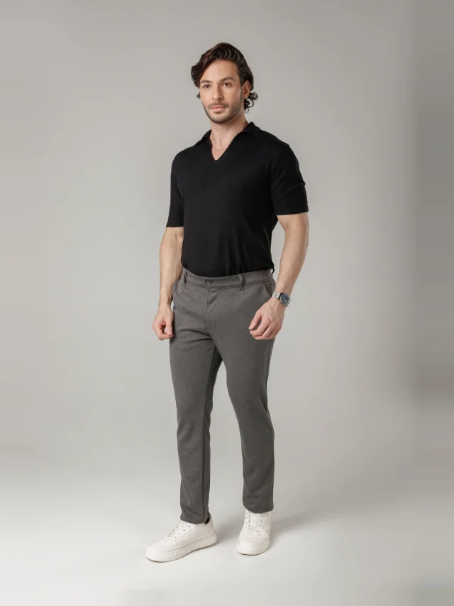 Calça casual de malha slim, referência 30135, CHUMBO, vista 1
