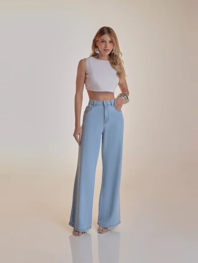 Calça jeans wide, referência 16198, AZUL CLARO, vista 1