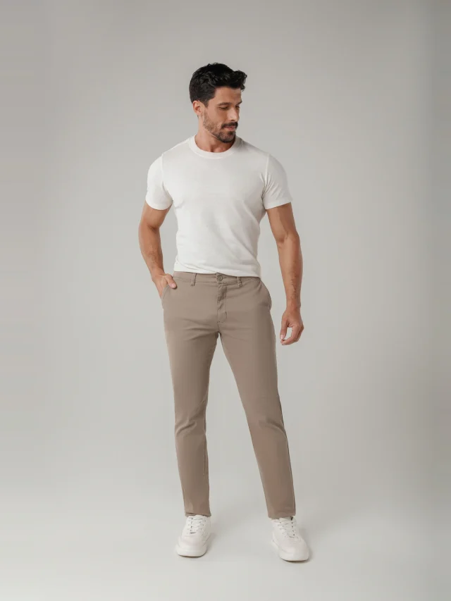 Calça casual tradicional, referência 3003, CAQUI, vista 1