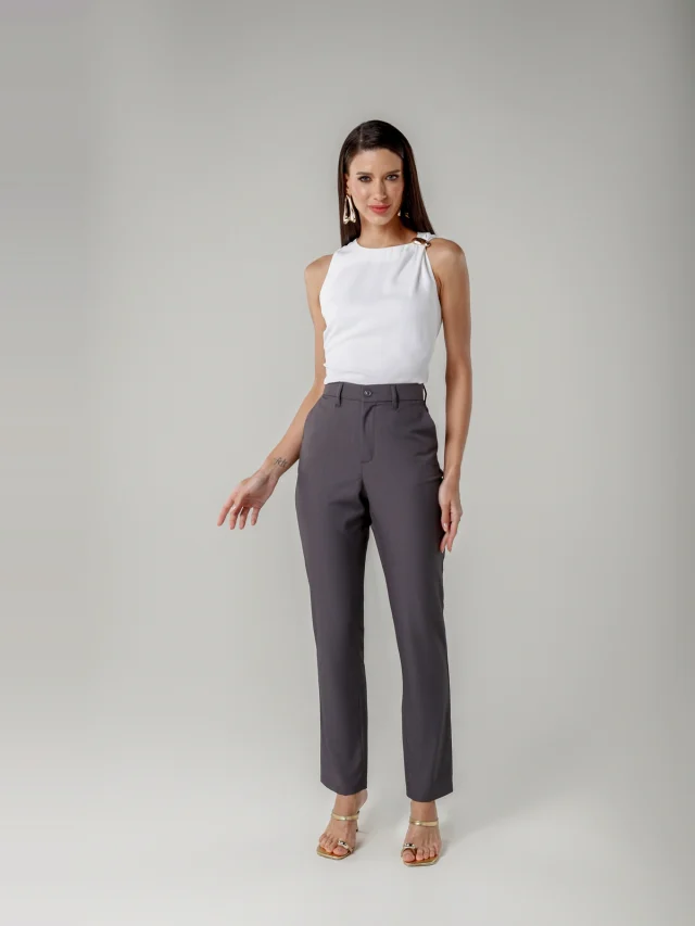Calça social slim, referência 11763, CINZA, vista 1