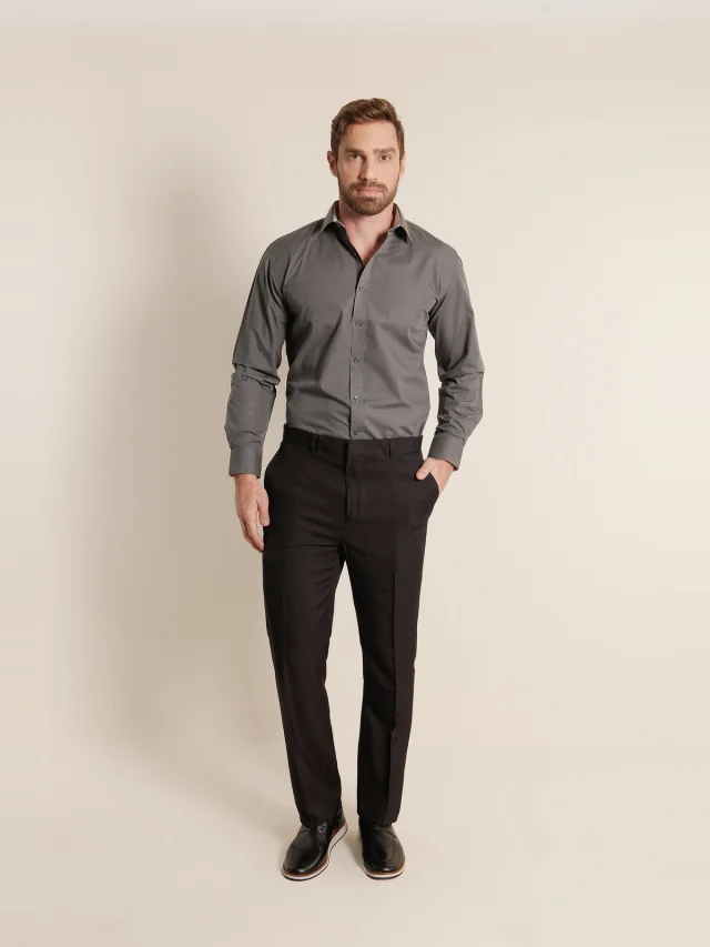 Calça social tradicional, referência 1130, PRETO, vista 1