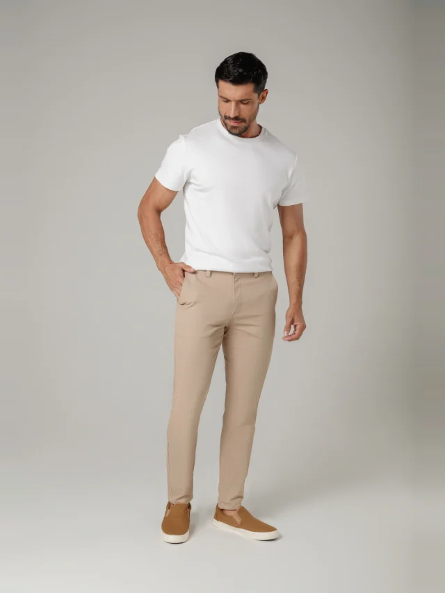 Calça casual skinny, referência 30101, BEGE, vista 1
