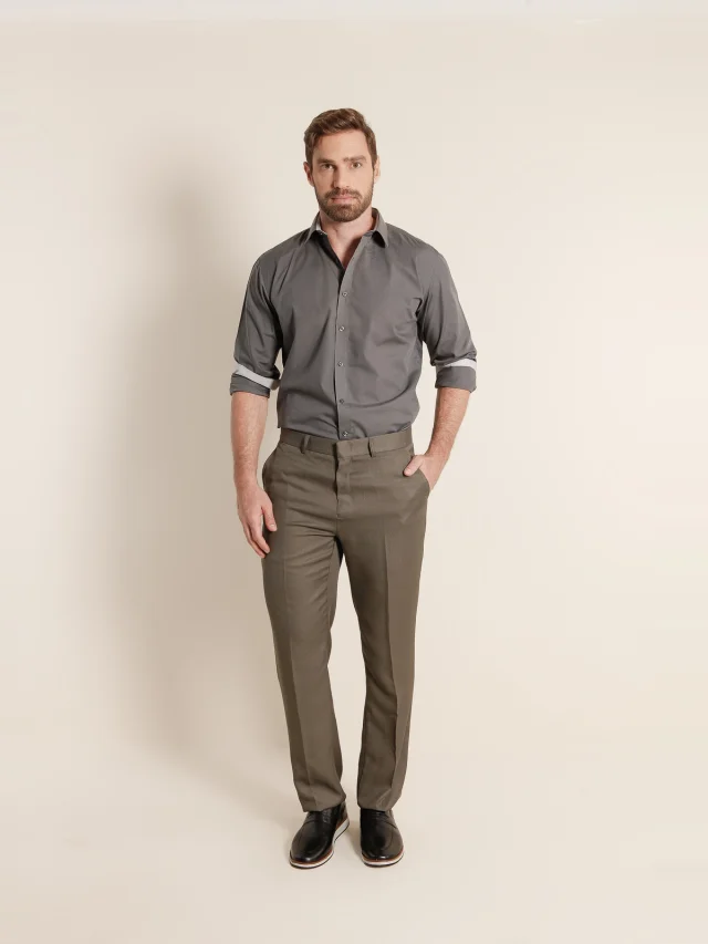 Calça social tradicional, referência 1226, CAQUI, vista 1