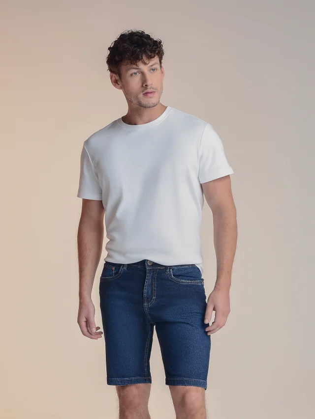 Bermuda jeans slim, referência 40054B, AZUL ESCURO, vista 1
