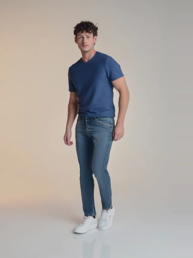 Calça jeans slim, referência 32071, AZUL ESCURO, vista 1