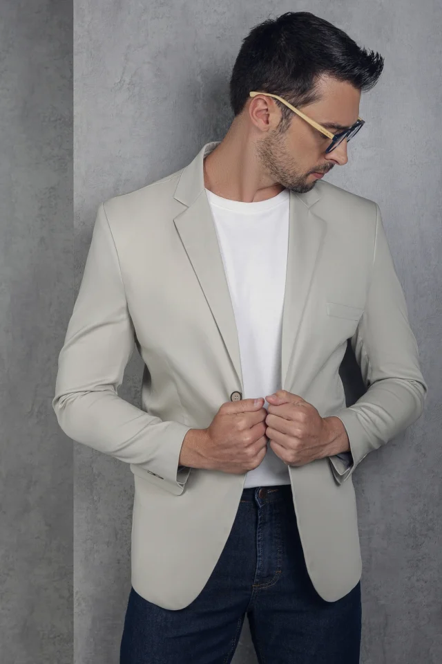 Blazer slim, referência 70003, BEGE, vista 1