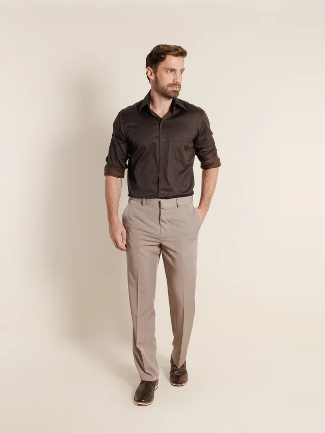 Calça social tradicional, referência 810, BEGE, vista 1