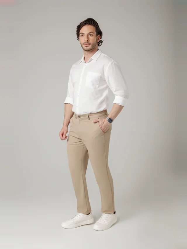 Calça casual slim, referência 30123, BEGE, vista 1