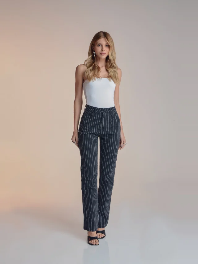 Calça jeans reta, referência 16211, PRETO, vista 1
