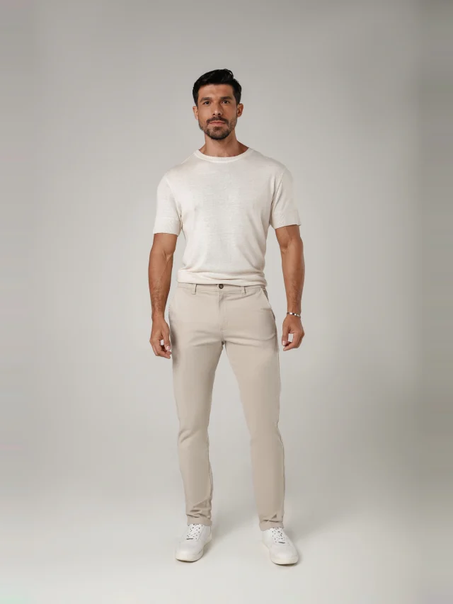 Calça casual regular, referência 1060, AREIA, vista 1