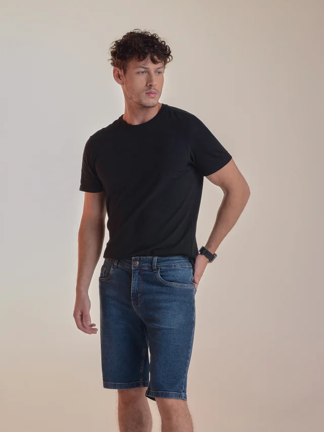 Bermuda jeans regular, referência 32058B, AZUL ESCURO, vista 1