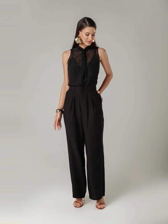 Calça social wide, referência 11777, PRETO, vista 1