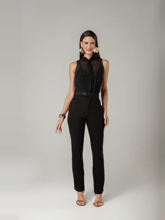Calça casual slim, referência 11786, PRETO, vista 1