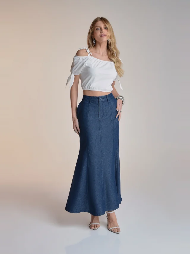 Saia jeans peplum, referência 13349, AZUL ESCURO, vista 1