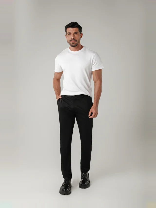 Calça casual slim, referência 30129, PRETO, vista 1
