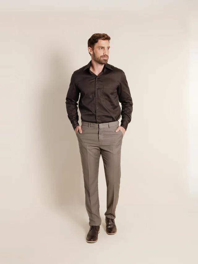 Calça social slim, referência 290, CAQUI, vista 1