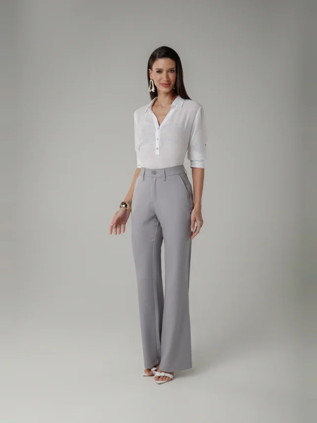 Calça social flare, referência 11765, CINZA, vista 1