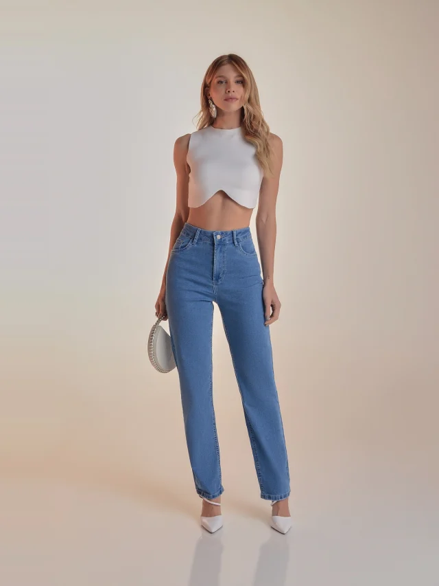 Calça jeans reta, referência 16201, AZUL CLARO, vista 1