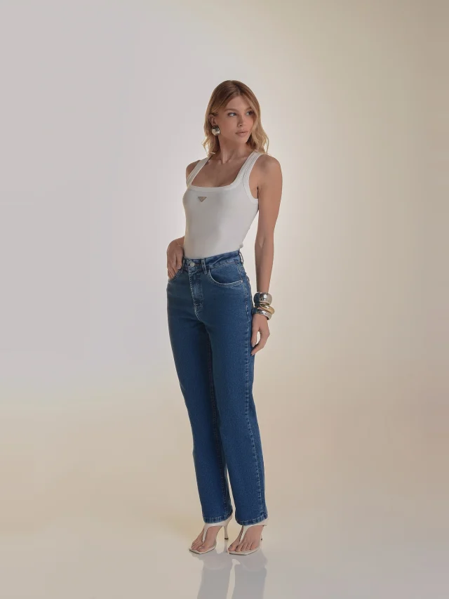 Calça jeans reta, referência 14107, AZUL JEANS, vista 1