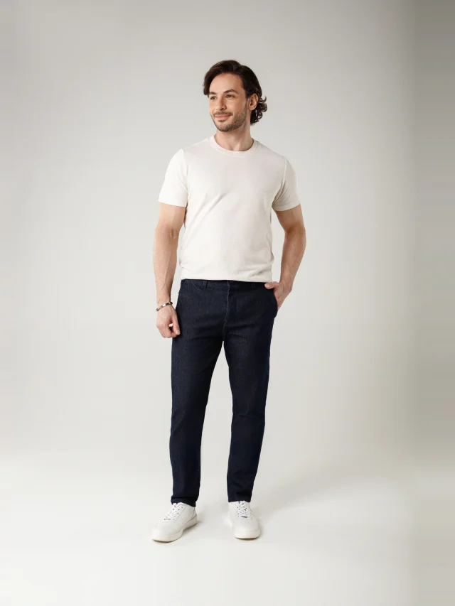 Calça casual slim, referência 30111, AZUL ESCURO, vista 1