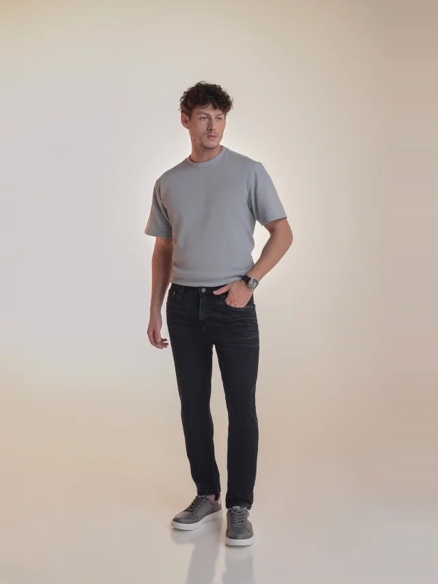 Calça jeans slim, referência 31004, PRETO, vista 1