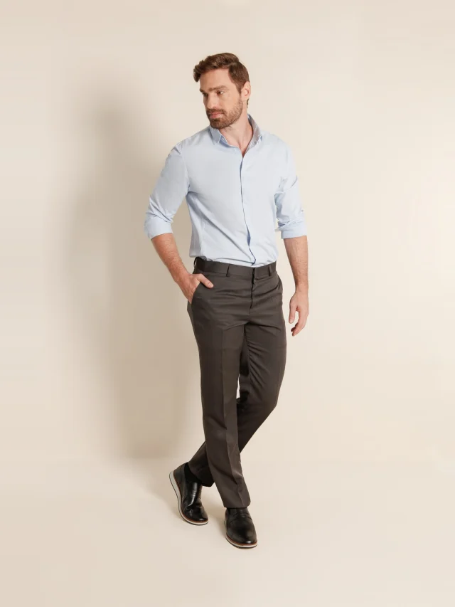 Calça social slim, referência 352, PRETO, vista 1