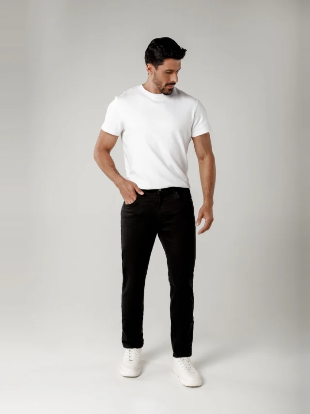 Calça casual slim, referência 30137, PRETO, vista 1