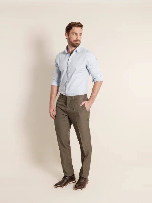 Calça social slim, referência 1164, CAQUI, vista 1