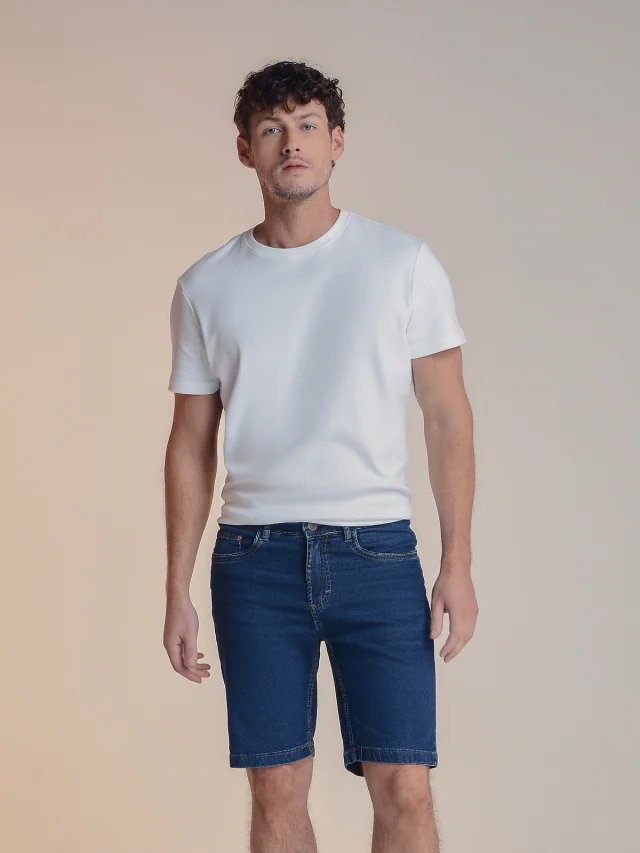 Bermuda jeans slim, referência 40052B, AZUL ESCURO, vista 1